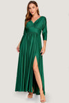 Load image into Gallery viewer, LAF3132 Wholesale 3/4 Sleeve Mother of the Bride Dress Empire Waist Satin Maxi Gown with Pockets