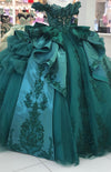 Load image into Gallery viewer, Off-Shoulder Crystal Beaded Corset Organza Ruffle Ball Gown Quinceañera Dress by LA307