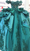 Load image into Gallery viewer, Off-Shoulder Crystal Beaded Corset Organza Ruffle Ball Gown Quinceañera Dress by LA307