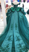Load image into Gallery viewer, Off-Shoulder Crystal Beaded Corset Organza Ruffle Ball Gown Quinceañera Dress by LA307