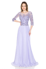 Load image into Gallery viewer, Pleated A-Line Dress with Lace Bodice &amp; 3/4 Sleeves for Formal Events By LAF8145