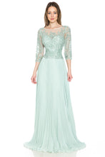 Load image into Gallery viewer, Pleated A-Line Dress with Lace Bodice &amp; 3/4 Sleeves for Formal Events By LAF8145