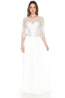 Wholesale Embellished A-Line Gown with Sheer Sleeves Evening & Bridal Dress By LAF8145
