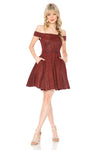 Load image into Gallery viewer, LA Merchandise LAF5227 Off-Shoulder Glitter Fit and Flare Short Party Dress Wholesale Cocktail Dress
