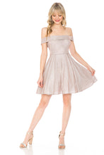 Load image into Gallery viewer, LA Merchandise LAF5227 Off-Shoulder Glitter Fit and Flare Short Party Dress Wholesale Cocktail Dress