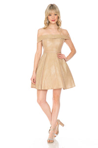 LA Merchandise LAF5227 Off-Shoulder Glitter Fit and Flare Short Party Dress Wholesale Cocktail Dress