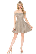 Load image into Gallery viewer, LA Merchandise LAF5227 Off-Shoulder Glitter Fit and Flare Short Party Dress Wholesale Cocktail Dress