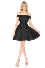 Load image into Gallery viewer, LA Merchandise LAF5227 Off-Shoulder Glitter Fit and Flare Short Party Dress Wholesale Cocktail Dress