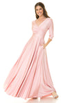 Load image into Gallery viewer, Wholesale Mother Of The Bride Dress 3/4 Sleeve A-Line Gown By LAF5243 - BLUSH - Dress LAF