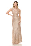 Load image into Gallery viewer, Wholesale Formal Dress V-Neck Sleeveless Sheath Prom Gown By LAF5246 - CHAMPAGNE - Dress LAF