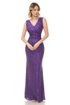 Load image into Gallery viewer, Wholesale Formal Dress V-Neck Sleeveless Sheath Prom Gown By LAF5246 - PURPLE - Dress LAF
