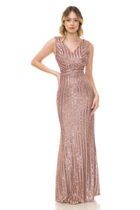 Wholesale Formal Dress V-Neck Sleeveless Sheath Prom Gown By LAF5246