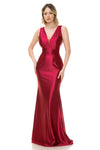 Load image into Gallery viewer, Wholesale Evening Dress Deep V-Neck Mermaid Bridesmaid Gown By LAF5248 - BURGUNDY - Dress LAF