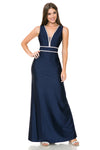 Load image into Gallery viewer, Wholesale Prom Dress V-Neck A-Line Fully Lined Gala Gown By LAF5254 - NAVY BLUE - Dress LAF