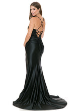 Load image into Gallery viewer, Wholesale Satin Mermaid Evening Gown with Lace Slit &amp; Corset Back Formal Dress By LAF8158