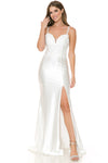 Load image into Gallery viewer, LA Merchandise LAF8175 Beaded Lace Illusion Sleeve Satin Bridal Gown with Slit