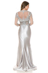 Load image into Gallery viewer, LA Merchandise LAF8175 Satin Lace Appliqué Slit Gown with Sheer Jacket Mother of the Bride Dress
