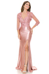 Load image into Gallery viewer, LA Merchandise LAF8175 Satin Lace Appliqué Slit Gown with Sheer Jacket Mother of the Bride Dress