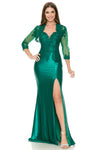 Load image into Gallery viewer, LA Merchandise LAF8175 Satin Lace Appliqué Slit Gown with Sheer Jacket Mother of the Bride Dress