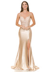 Load image into Gallery viewer, LA Merchandise LAF8175 Satin Lace Appliqué Slit Gown with Sheer Jacket Mother of the Bride Dress