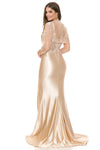 Load image into Gallery viewer, LA Merchandise LAF8175 Satin Lace Appliqué Slit Gown with Sheer Jacket Mother of the Bride Dress