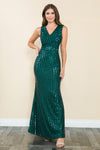 Load image into Gallery viewer, Wholesale Formal Dress V-Neck Sleeveless Sheath Prom Gown By LAF5246 - HUNTER GREEN - Dress LAF