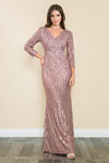Load image into Gallery viewer, Wholesale Mother Of The Bride Dress 3/4 Sleeve Formal Gown By LAF5247 - MAUVE - Dress LAF