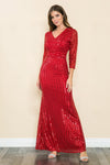 Load image into Gallery viewer, Wholesale Mother Of The Bride Dress 3/4 Sleeve Formal Gown By LAF5247 - RED - Dress LAF