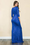 Load image into Gallery viewer, LA Merchandise LAF8186 Sequin 3/4 Sleeve Evening Gown V-neck Flattering Fit for Mother Of The Bride Dress