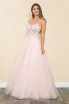 Load image into Gallery viewer, LA Merchandise LAF8182 Sheer Bodice &amp; Floral Appliques Spaghetti Strap Tulle Dress