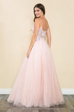 Load image into Gallery viewer, LA Merchandise LAF8182 Sheer Bodice &amp; Floral Appliques Spaghetti Strap Tulle Dress