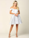 Cargar imagen en el visor de la galería, LAV3431 Wholesale Off-Shoulder Satin Short Homecoming Dress with Pockets &amp; Lace-Up Corset Back - - Cocktail Dress LAV