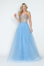 Load image into Gallery viewer, LA Merchandise LAF8236 Sequin Bodice Tulle Spaghetti Straps Glitter Prom Dress