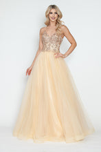 Load image into Gallery viewer, LA Merchandise LAF8236 Sequin Bodice Tulle Spaghetti Straps Glitter Prom Dress