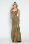 Load image into Gallery viewer, Sleeveless Glitter Knit Gown with Sweetheart Neckline Side Slit &amp; Lace-Up Back for Formal Events By LAF5315 - GOLD - Dress LAF