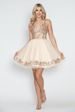 Load image into Gallery viewer, LA Merchandise LAF8238 Sequin Bodice Tulle Short Party Dress V-Neck Spaghetti Straps HOCO Dress