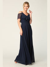 Load image into Gallery viewer, Wholesale Cold Shoulder Ruffle Chiffon Bridesmaid Dress By LAV3263