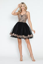 Load image into Gallery viewer, LA Merchandise LAF8238 Sequin Bodice Tulle Short Party Dress V-Neck Spaghetti Straps HOCO Dress