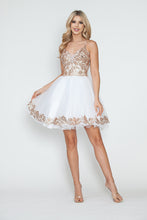 Load image into Gallery viewer, LA Merchandise LAF8238 Sequin Bodice Tulle Short Party Dress V-Neck Spaghetti Straps HOCO Dress