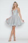 Load image into Gallery viewer, LA Merchandise LAF8238 Sequin Bodice Tulle Short Party Dress V-Neck Spaghetti Straps HOCO Dress