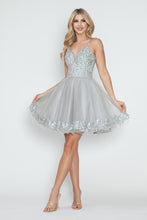 Load image into Gallery viewer, LA Merchandise LAF8238 Sequin Bodice Tulle Short Party Dress V-Neck Spaghetti Straps HOCO Dress