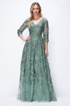 Load image into Gallery viewer, LA Merchandise LAF8356 3/4 Sleeve Embroidered A-Line Gown Mother of the Bride Dress