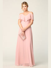 Load image into Gallery viewer, Wholesale Cold Shoulder Ruffle Chiffon Bridesmaid Dress By LAV3263
