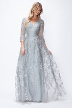 Load image into Gallery viewer, LA Merchandise LAF8356 3/4 Sleeve Embroidered A-Line Gown Mother of the Bride Dress