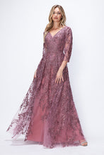 Load image into Gallery viewer, LA Merchandise LAF8356 3/4 Sleeve Embroidered A-Line Gown Mother of the Bride Dress