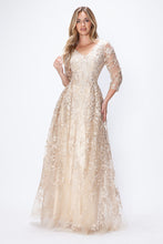 Load image into Gallery viewer, LA Merchandise LAF8356 3/4 Sleeve Embroidered A-Line Gown Mother of the Bride Dress