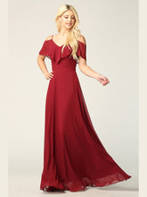 Load image into Gallery viewer, Wholesale Cold Shoulder Ruffle Chiffon Bridesmaid Dress By LAV3263