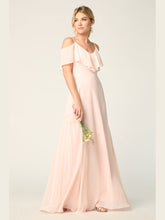 Load image into Gallery viewer, Wholesale Cold Shoulder Ruffle Chiffon Bridesmaid Dress By LAV3263