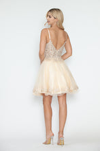 Load image into Gallery viewer, LA Merchandise LAF8234 Glitter Embroidered Short A-Line Party Dress with V-Neck and Illusion Bodice