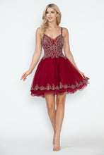 Load image into Gallery viewer, LA Merchandise LAF8234 Glitter Embroidered Short A-Line Party Dress with V-Neck and Illusion Bodice